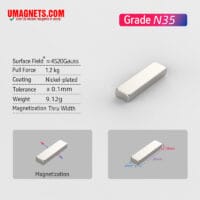 20Mmx6mmx10 mm Bloque de neodimio imán N35 Fuertes imanes de artesanía rectangular de tierras raras 20 x 6 incógnita 10 milímetros