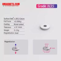 6.5mm OD x 2mm ID x 1mm Thick N35 Strong Circular Magnet Rare Earth Neodymium Ring Magnet Small Donut Magnets (50 Pakke)