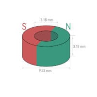 Alternative view of 3/8" x 1/8" x 1/8" N42 Neodymium Diametrically Magnetized Ring Magnet Strong Rare Earth Ring Magnets (5 Pack)