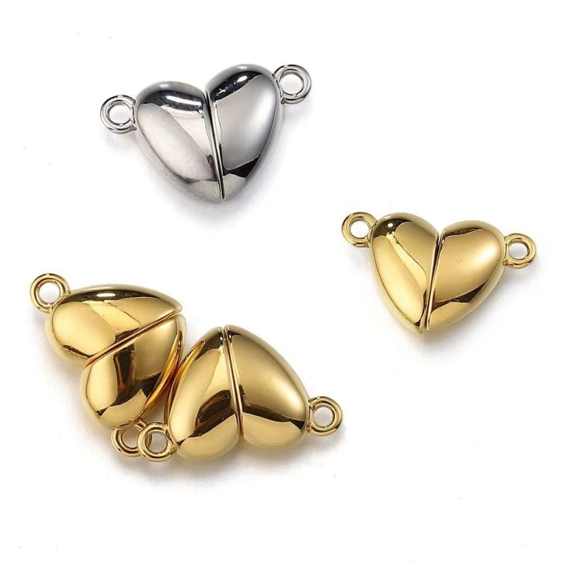 En forma de corazón 304 Joyería magnética de acero inoxidable broches de tierra rara de neodimio / Oro
