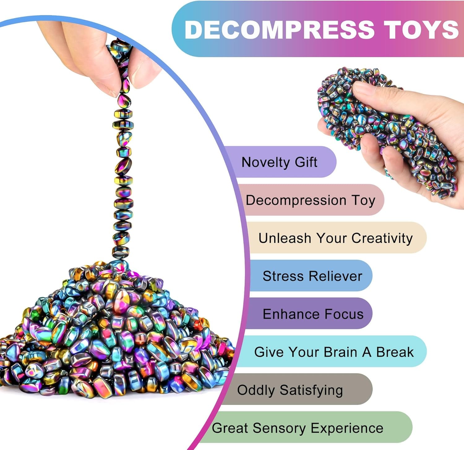 Aimant irrégulier poli en hématite, pierres magnétiques arc-en-ciel, Jouets magnétiques, jouets de bureau pour adultes, jouets Fidget (Petit) - Image 2