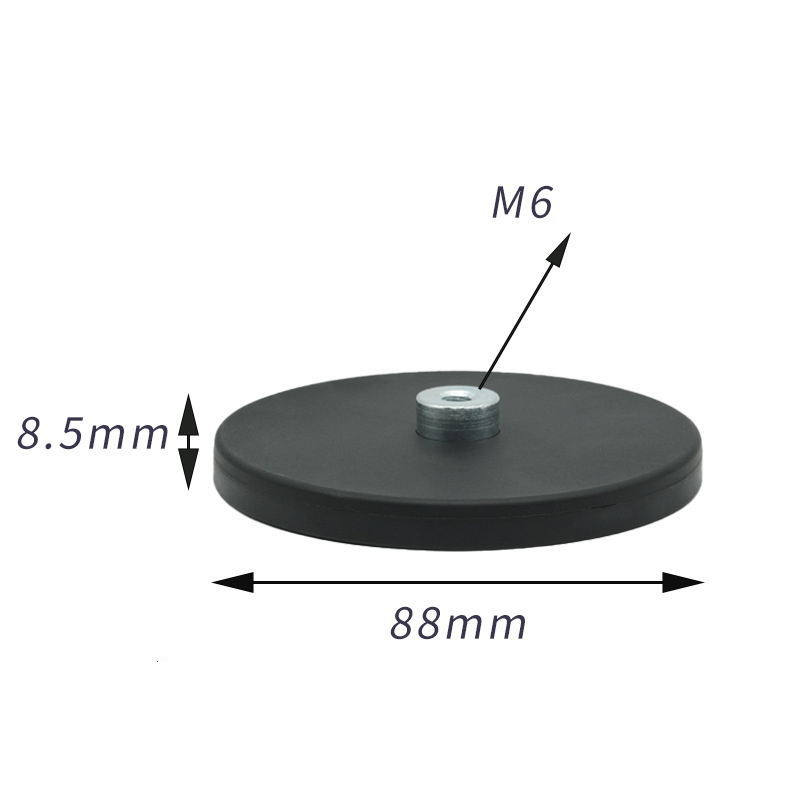 88mm Diameter Black Rubber Coated Neodymium Magnets with M6 Screw Thread, 대략 보유. 36kg