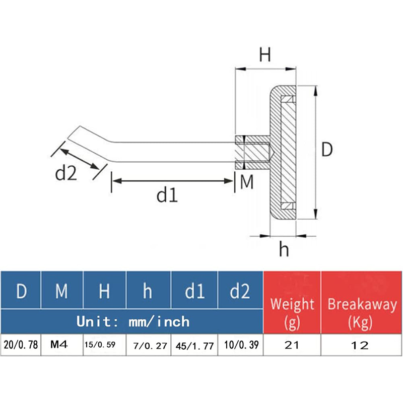 Neodymium Hook Magnet Heavy Duty Magnetic Hooks Magnets 16mm 20mm Neodymium Pot Magnet - Afbeelding 3
