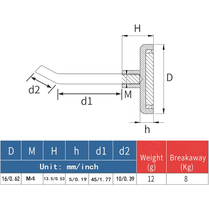 Neodymium Hook Magnet Heavy Duty Magnetic Hooks Magnets 16mm 20mm Neodymium Pot Magnet - Afbeelding 4